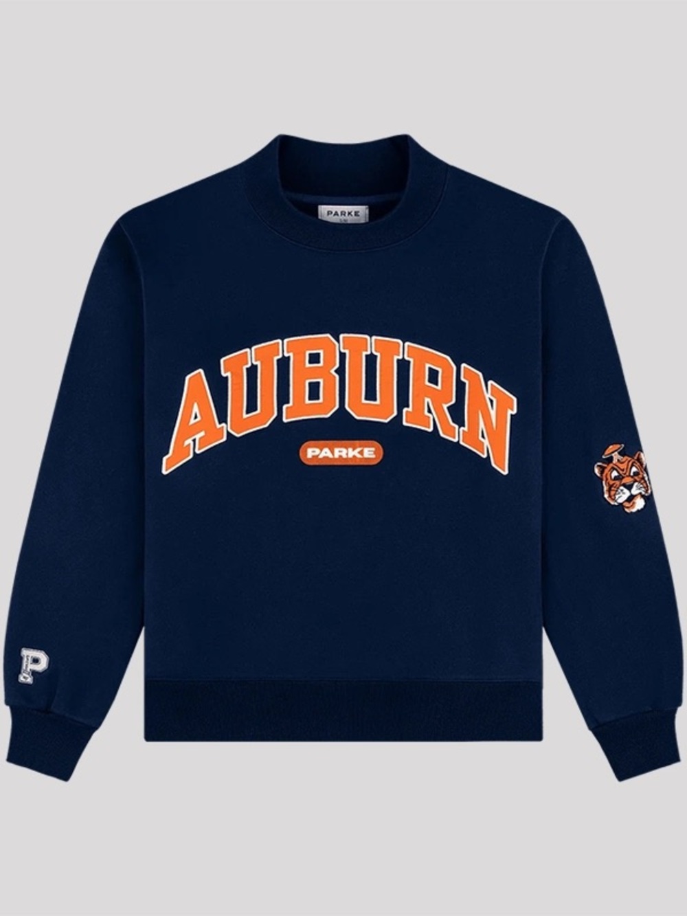 Parke Navy Auburn Mockneck with Orange Lettering